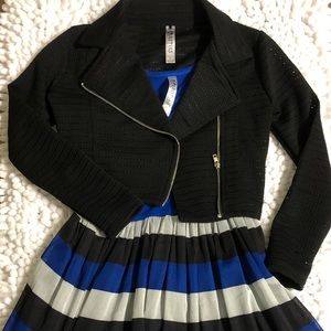 Girls blue, black and grey dress with jacket